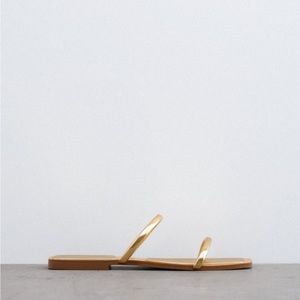Zara Flat Metallic Sandal size 8